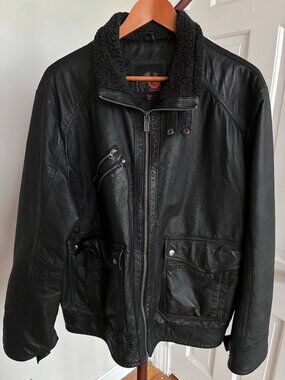 Guess Black Leather Jacket